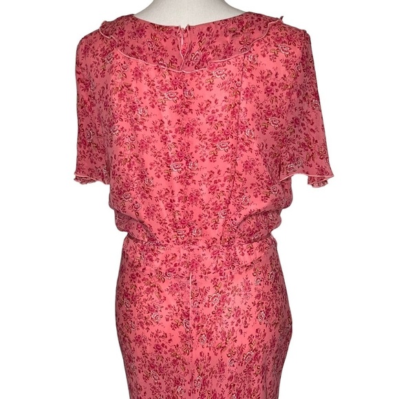 David Warren NY Ditsy Floral Ruffles Long Maxi Dress Ruffles Size 12 Dusty Rose - Picture 7 of 16